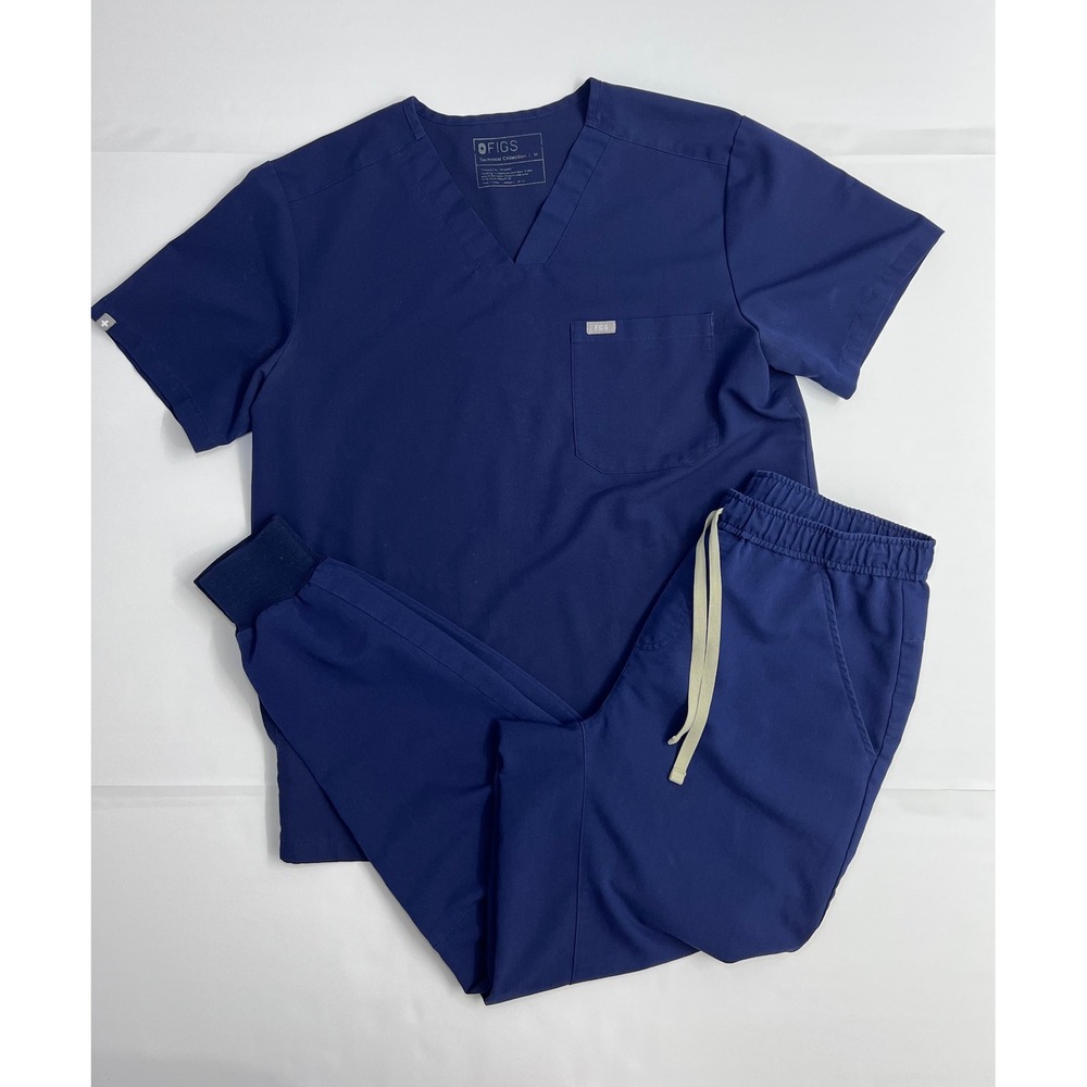 Figs Navy Blue Scrub Top & Jogger Pants Set